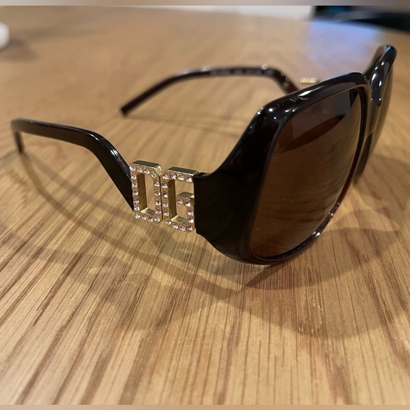 Dolce & Gabbana Accessories - Dolce and Gabbana brown glam crystal detail sunglasses DG889S